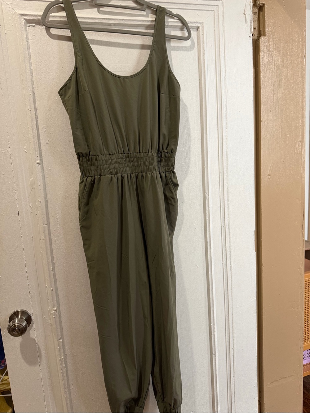 Abercrombie & Fitch Jumpsuit Traveler Olive Green Sleeveless Pockets - MP